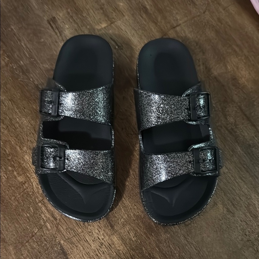 Glittery Black Kids Sandals